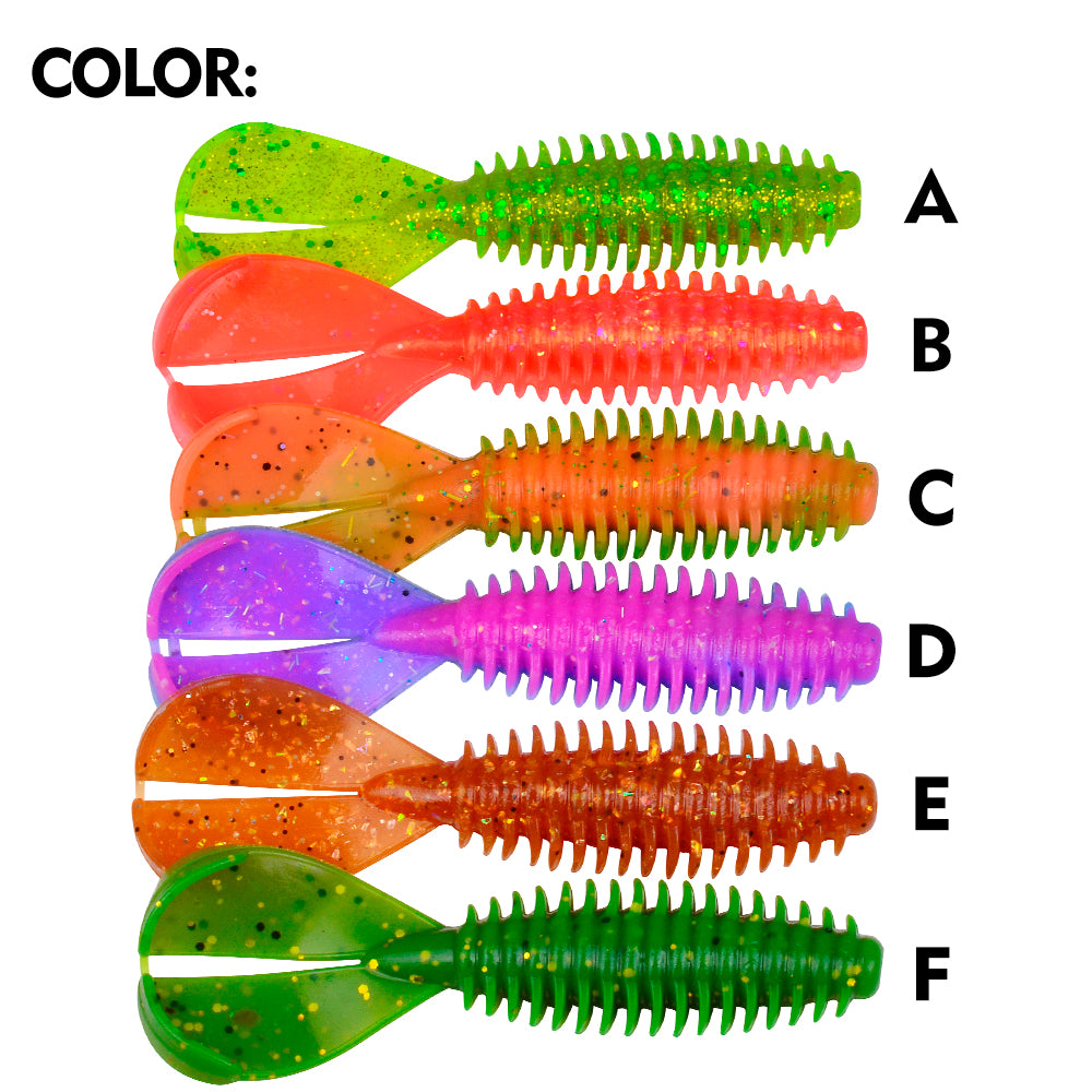 Sunlure 6 Color Artificial Silicone Wobblers Swimming Bait 7.62cm&7.8g Double Tailed Threaded Body Soft Bait 6PCS/Bag Bass Pike Saltwater Fishing Lures