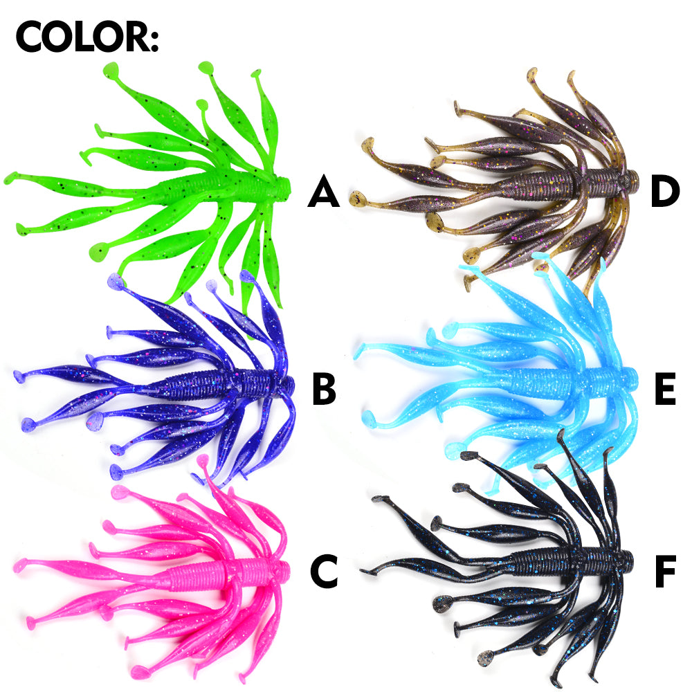 Sunlure 10.1cm&12.4g Octopus Tentacles Unique Shape Silicone Soft Fish Bait 2PCS/Bag Artificial Simulation Swimming Bait Trout Bass Seawater Swimming Fishing Lures