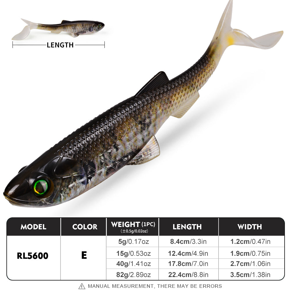 SUNLURE RL5600 Paddle Tail Swimbait Soft Plastic Lure 8.4cm-22.4cm