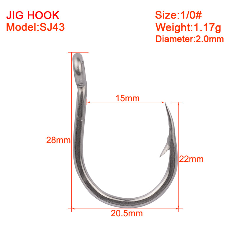 PROBEROS stainless steel hooks for sea fishing have barbs with hoop hooks, seawater corrosion resistant boat hooks, iron plate hooks, 50pcs