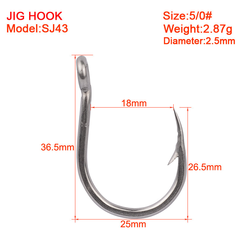 PROBEROS stainless steel hooks for sea fishing have barbs with hoop hooks, seawater corrosion resistant boat hooks, iron plate hooks, 50pcs