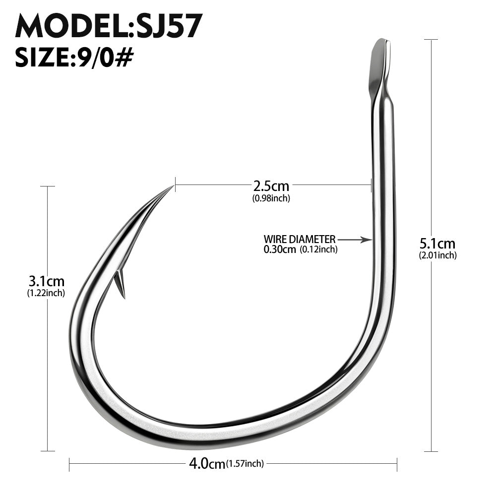 PROBEROS SJ57 Stainless Steel Circle Fishing Hooks, 1/0#-9/0# Heavy Duty Hooks