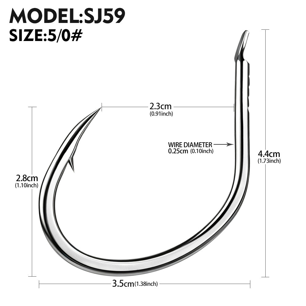 PROBEROS SJ59 Stainless Steel Circle Fishing Hooks, 1/0#-5/0# Saltwater Heavy Duty Fish Hooks