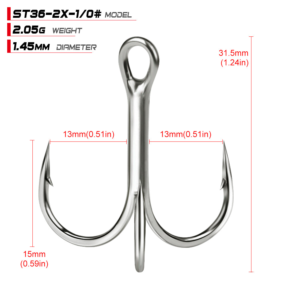 PROBEROS Bright Tin Triple Hook with Barbed Anchor Hook Double Reinforced Bulk Lure Hook Hook 50pcs