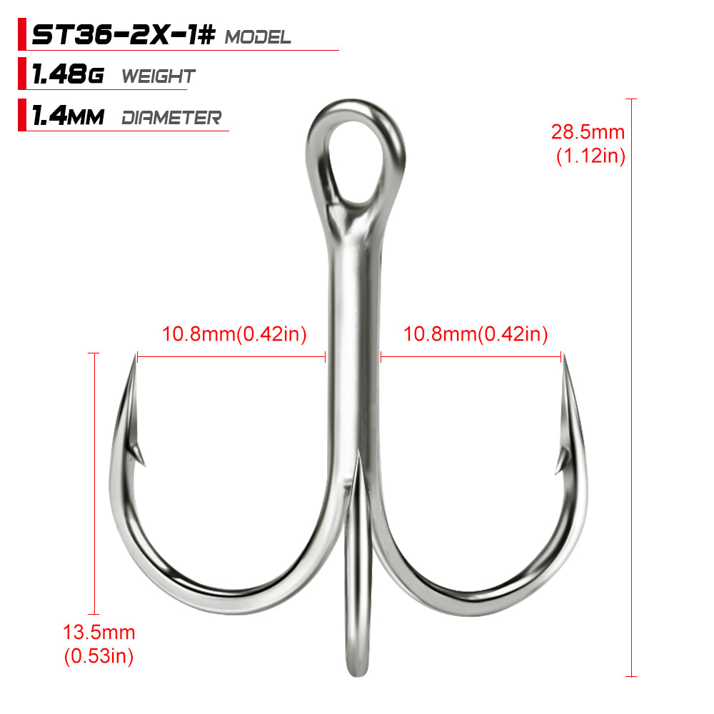 PROBEROS Bright Tin Triple Hook with Barbed Anchor Hook Double Reinforced Bulk Lure Hook Hook 50pcs