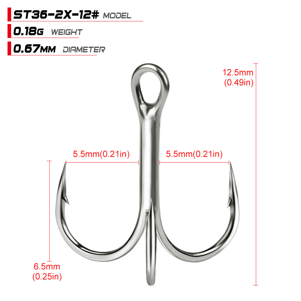 PROBEROS Bright Tin Triple Hook with Barbed Anchor Hook Double Reinforced Bulk Lure Hook Hook 50pcs