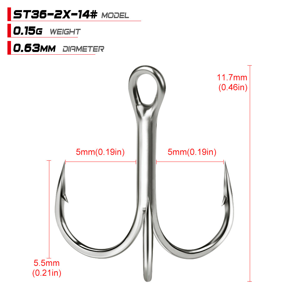 PROBEROS Bright Tin Triple Hook with Barbed Anchor Hook Double Reinforced Bulk Lure Hook Hook 50pcs