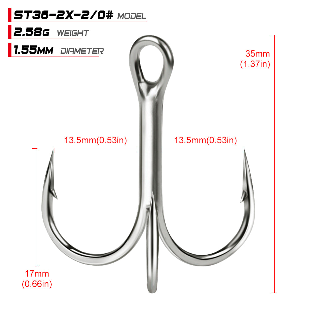 PROBEROS Bright Tin Triple Hook with Barbed Anchor Hook Double Reinforced Bulk Lure Hook Hook 50pcs
