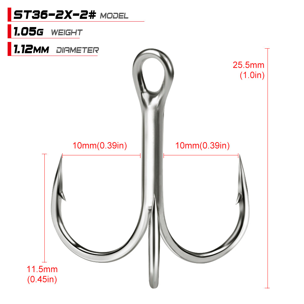 PROBEROS Bright Tin Triple Hook with Barbed Anchor Hook Double Reinforced Bulk Lure Hook Hook 50pcs