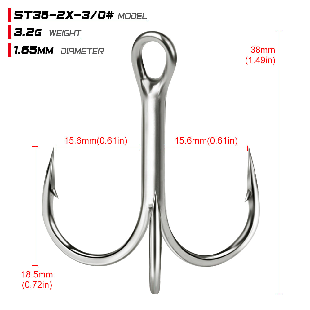 PROBEROS Bright Tin Triple Hook with Barbed Anchor Hook Double Reinforced Bulk Lure Hook Hook 50pcs