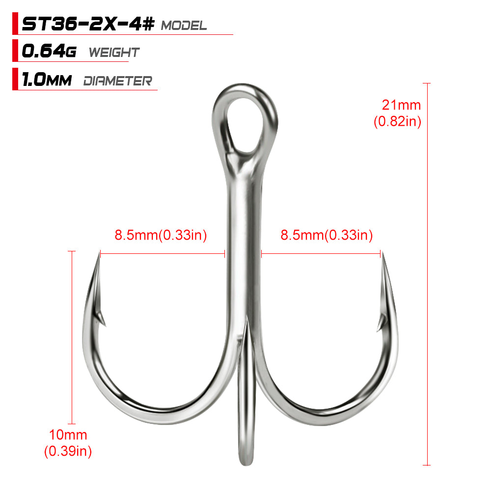 PROBEROS Bright Tin Triple Hook with Barbed Anchor Hook Double Reinforced Bulk Lure Hook Hook 50pcs
