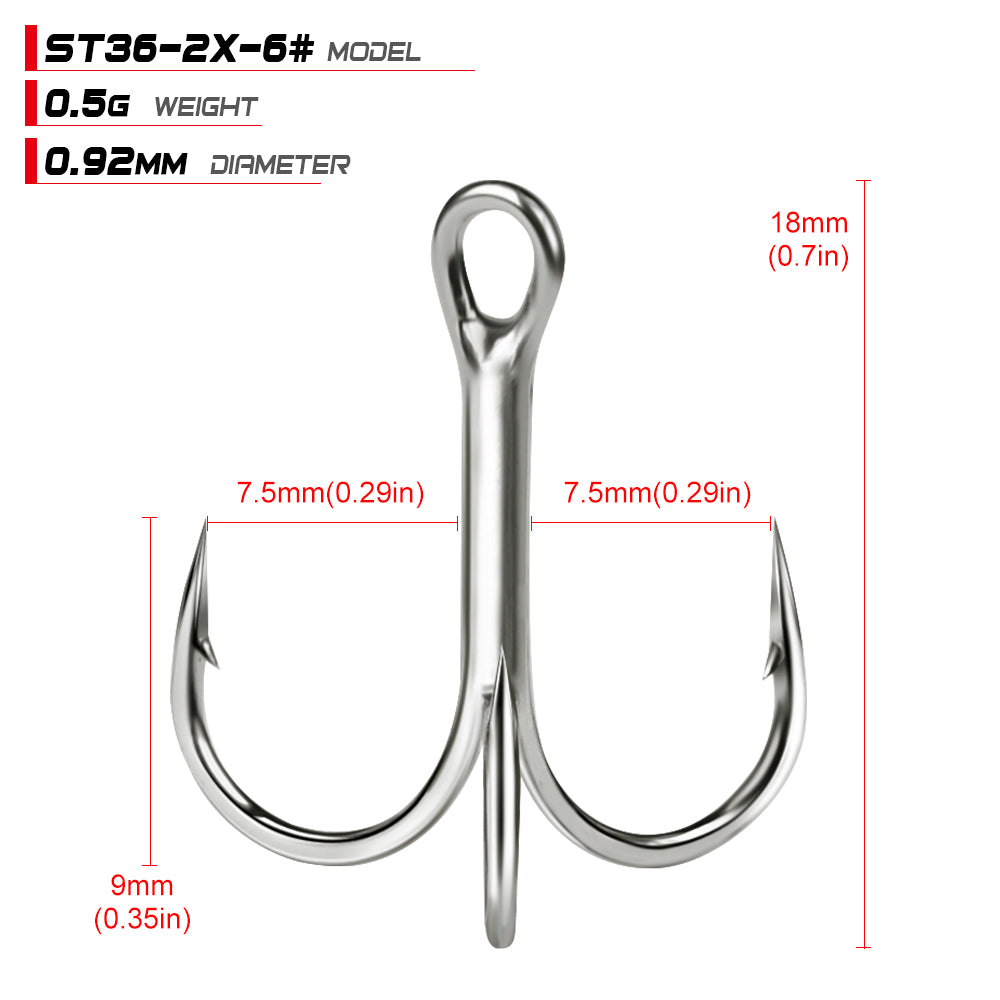 PROBEROS Bright Tin Triple Hook with Barbed Anchor Hook Double Reinforced Bulk Lure Hook Hook 50pcs