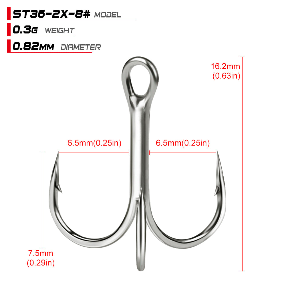 PROBEROS Bright Tin Triple Hook with Barbed Anchor Hook Double Reinforced Bulk Lure Hook Hook 50pcs