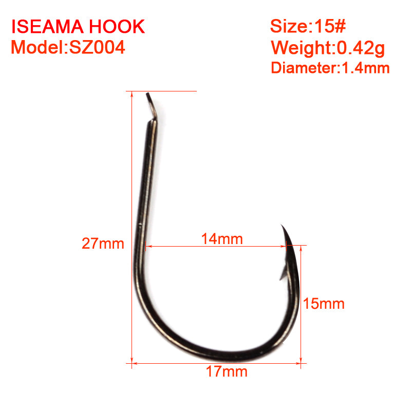 PROBEROS 500PCS Saltwater Fishing Hook Black Color High-Carbon Steel Iseama With Ring hook High Strength 1#-15# Single Hooks