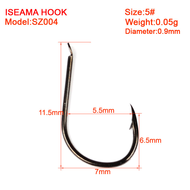 PROBEROS 500PCS Saltwater Fishing Hook Black Color High-Carbon Steel Iseama With Ring hook High Strength 1#-15# Single Hooks