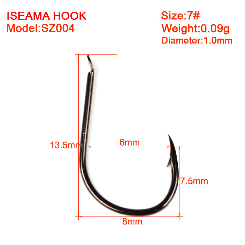 PROBEROS 500PCS Saltwater Fishing Hook Black Color High-Carbon Steel Iseama With Ring hook High Strength 1#-15# Single Hooks
