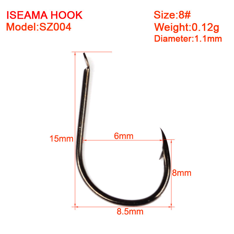 PROBEROS 500PCS Saltwater Fishing Hook Black Color High-Carbon Steel Iseama With Ring hook High Strength 1#-15# Single Hooks