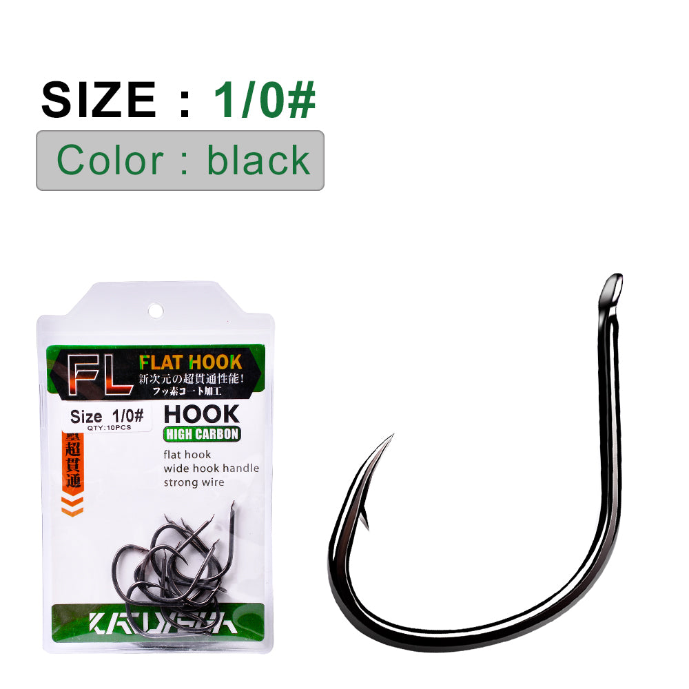 PROBEROS 50Pcs High Carbon Steel Offset Barbed Fishhooks Flat Carp Fishing Hooks Single Jigging Hooks Accessories Tackle