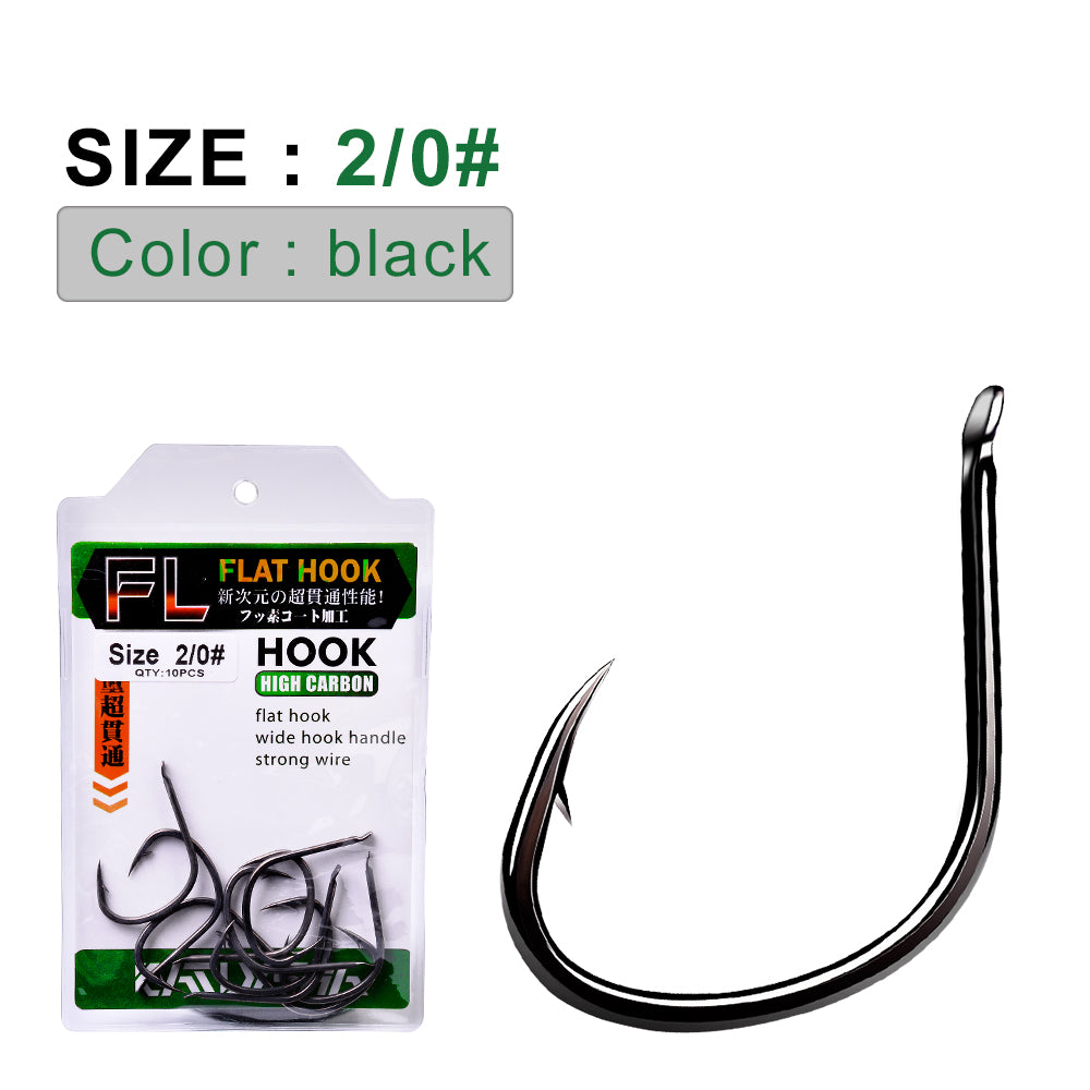 PROBEROS 50Pcs High Carbon Steel Offset Barbed Fishhooks Flat Carp Fishing Hooks Single Jigging Hooks Accessories Tackle