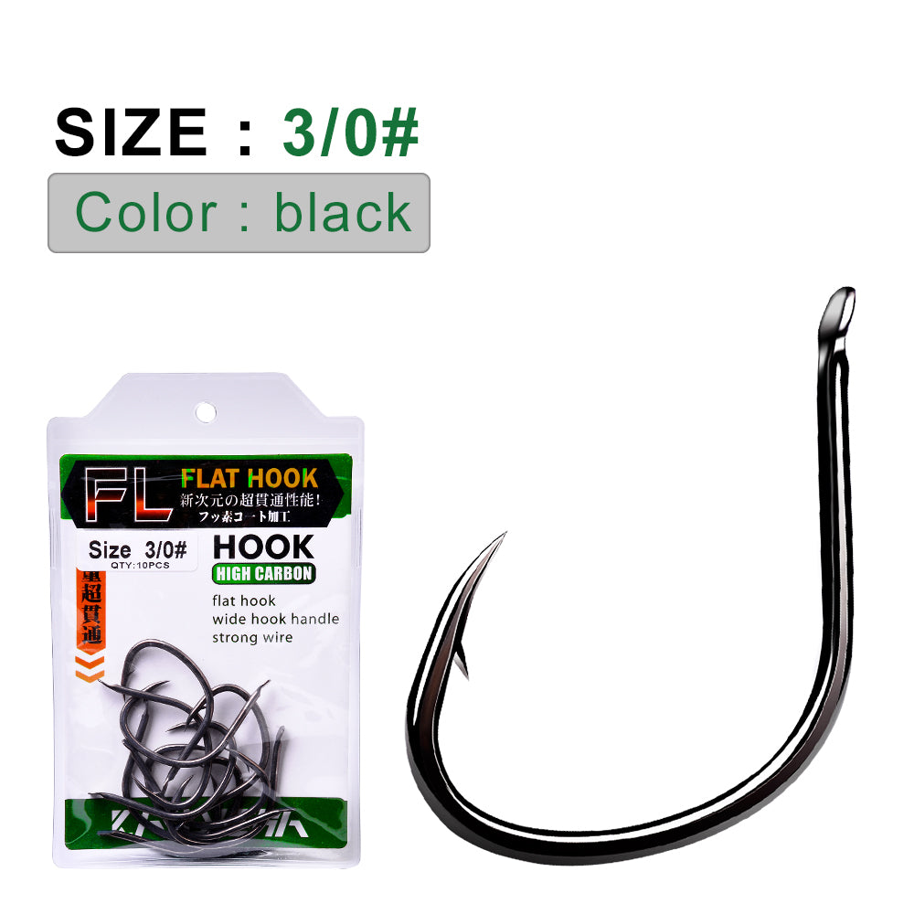 PROBEROS 50Pcs High Carbon Steel Offset Barbed Fishhooks Flat Carp Fishing Hooks Single Jigging Hooks Accessories Tackle