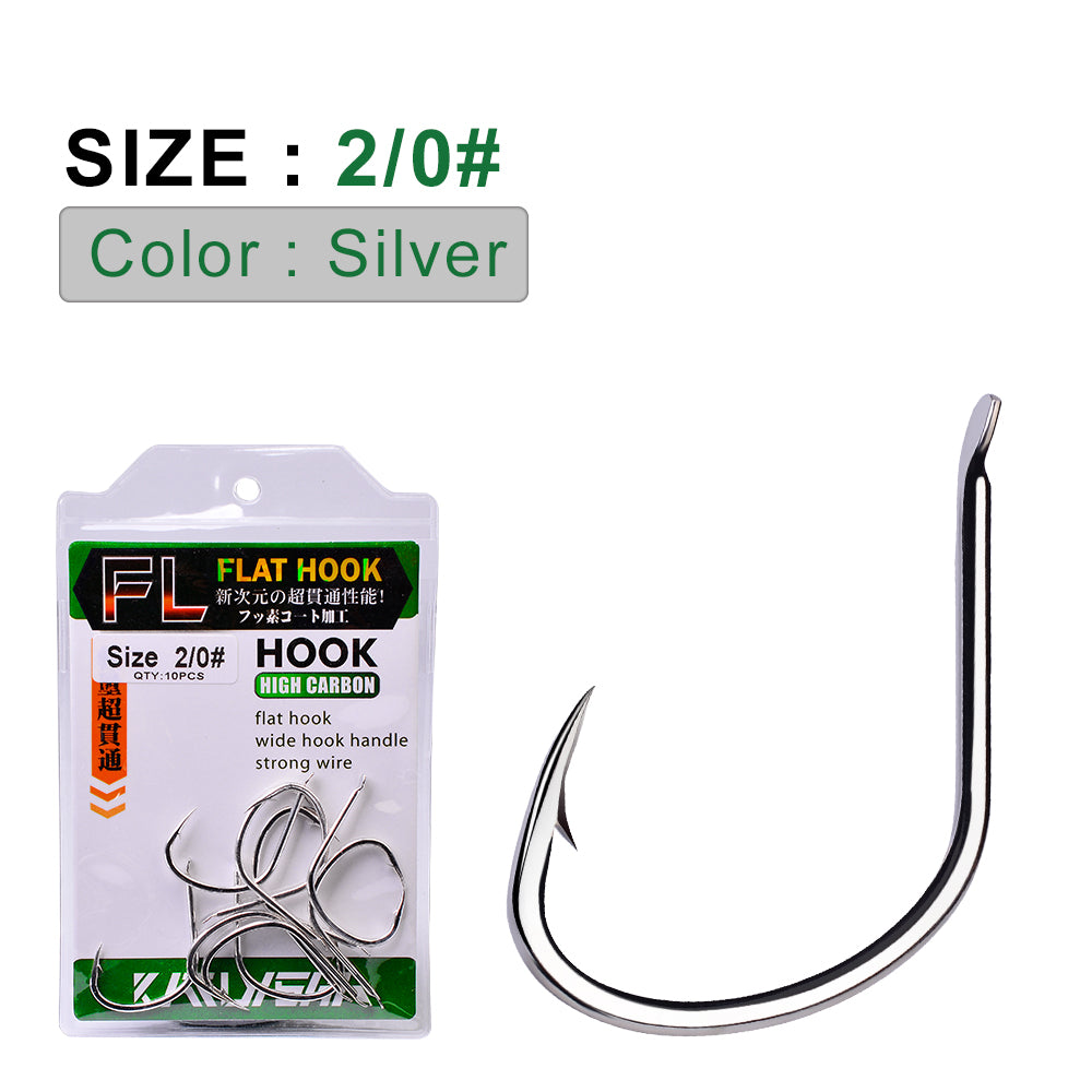 PROBEROS 50Pcs High Carbon Steel Offset Barbed Fishhooks Flat Carp Fishing Hooks Single Jigging Hooks Accessories Tackle