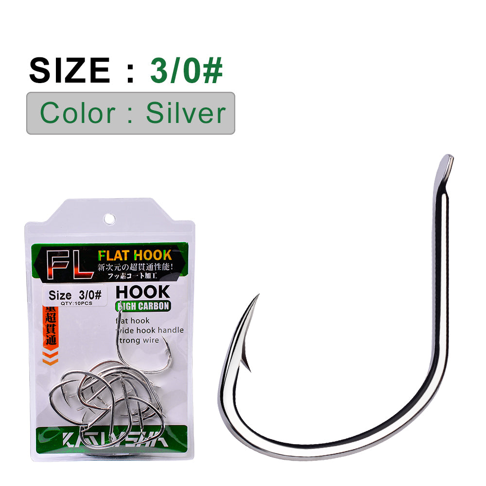PROBEROS 50Pcs High Carbon Steel Offset Barbed Fishhooks Flat Carp Fishing Hooks Single Jigging Hooks Accessories Tackle