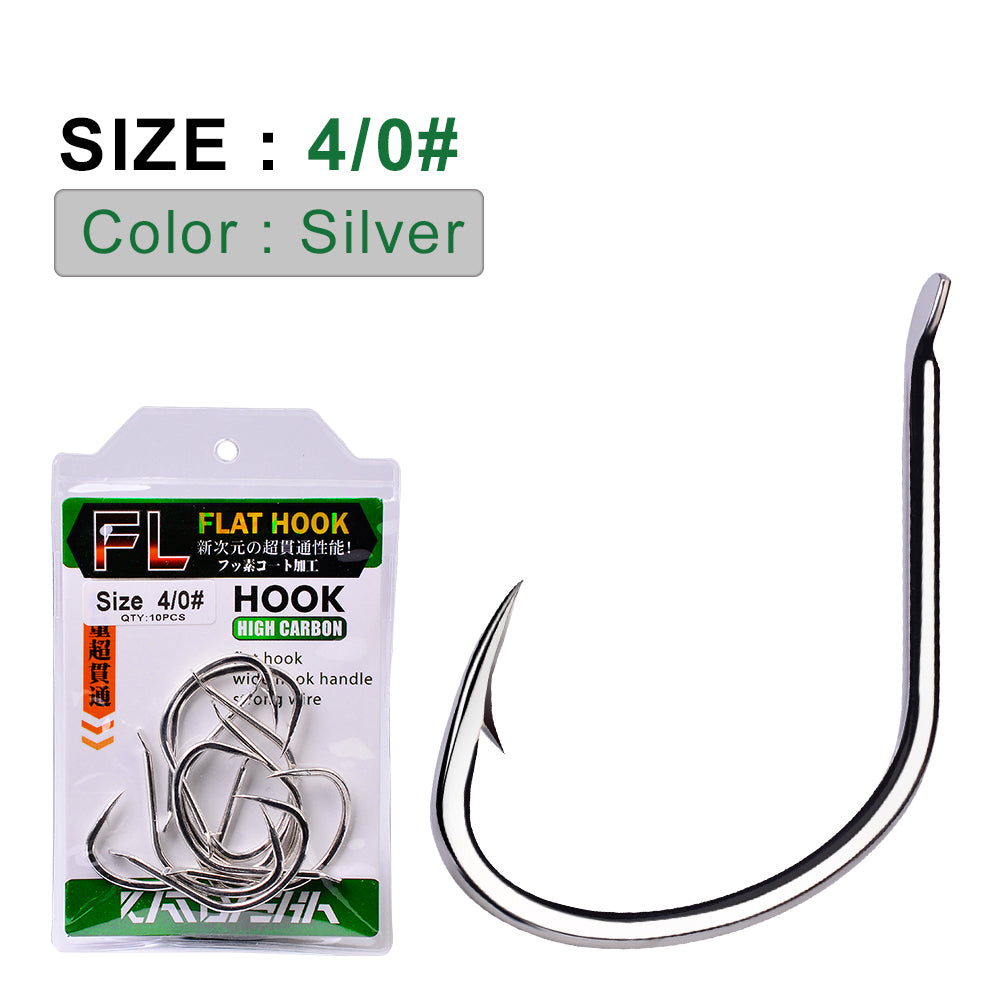 PROBEROS 50Pcs High Carbon Steel Offset Barbed Fishhooks Flat Carp Fishing Hooks Single Jigging Hooks Accessories Tackle