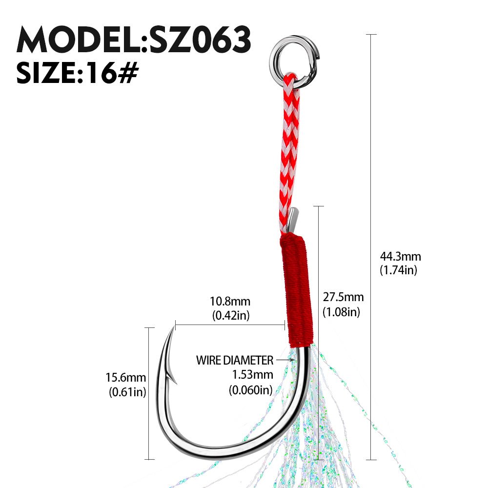 PROBEROS 5bag 10pcs/bag Fishing Hooks for slow jig with Feathers Slow Double Jig Hook Fishing Jig Assis hooks Fishhooks