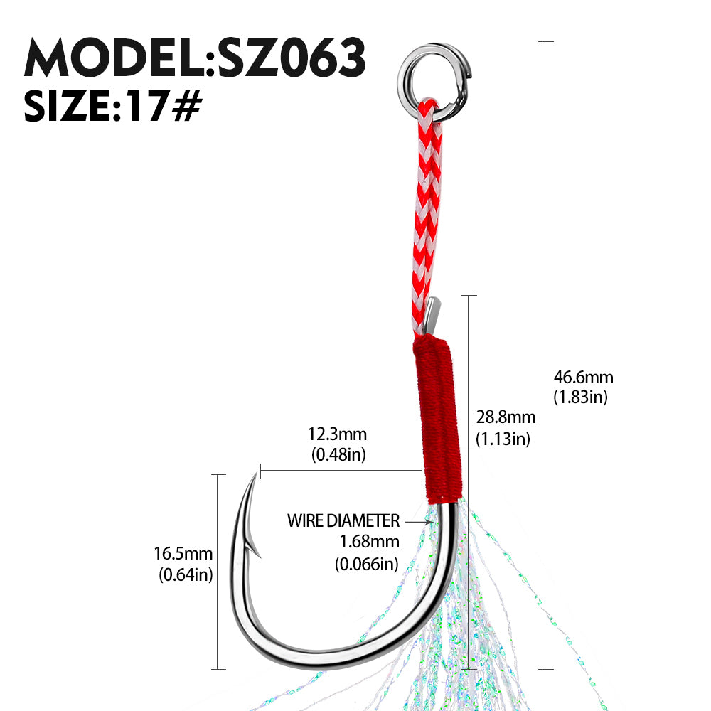 PROBEROS 5bag 10pcs/bag Fishing Hooks for slow jig with Feathers Slow Double Jig Hook Fishing Jig Assis hooks Fishhooks