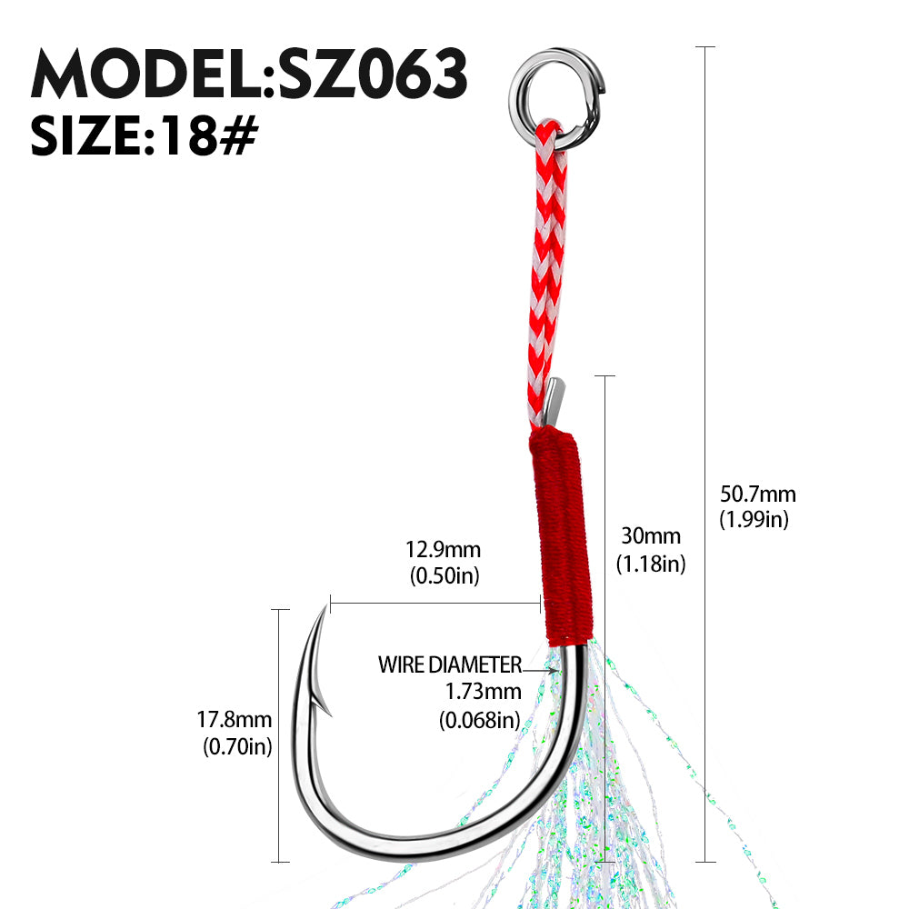 PROBEROS 5bag 10pcs/bag Fishing Hooks for slow jig with Feathers Slow Double Jig Hook Fishing Jig Assis hooks Fishhooks