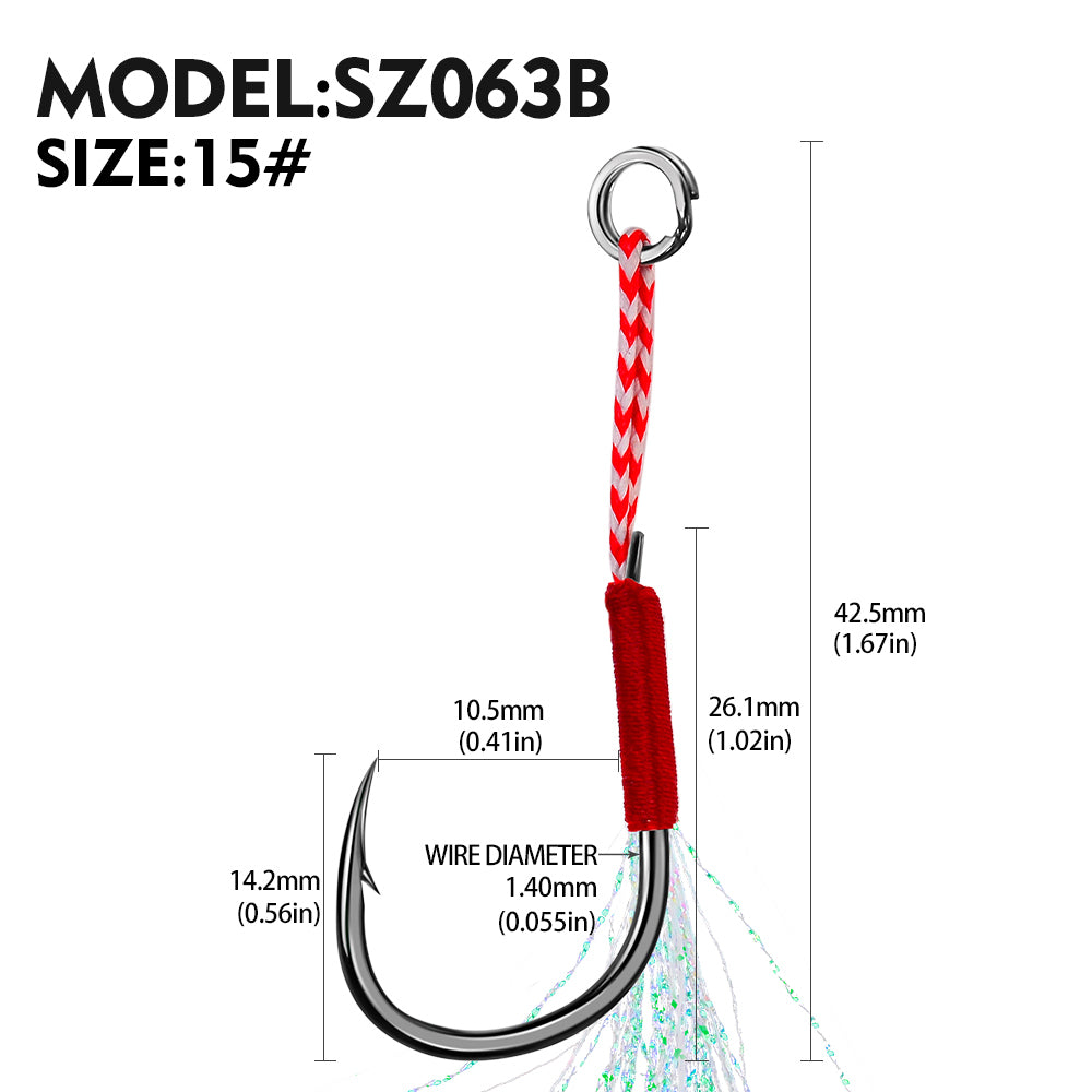 PROBEROS 5bag 10pcs/bag Fishing Hooks for slow jig with Feathers Slow Double Jig Hook Fishing Jig Assis hooks Fishhooks