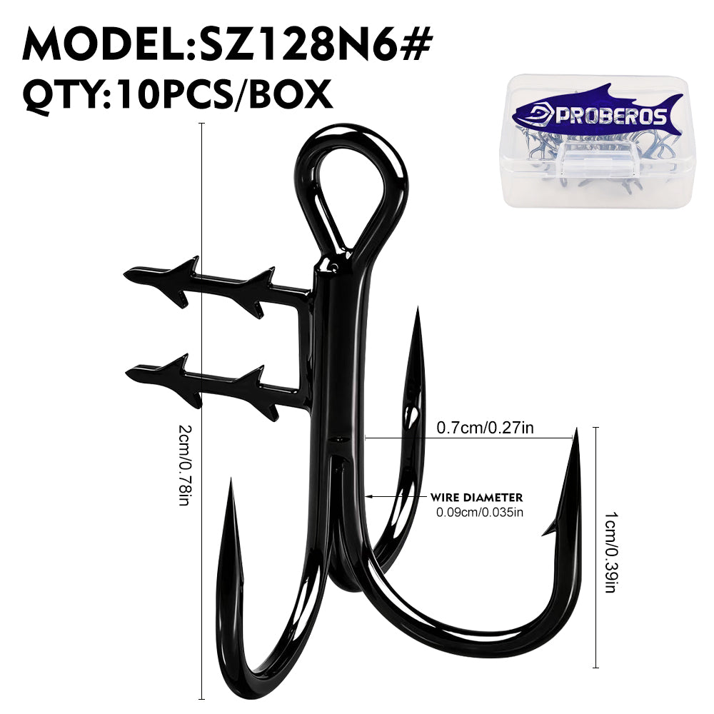 PROBEROS Treble Hooks with Baitholders 10PCS/Box