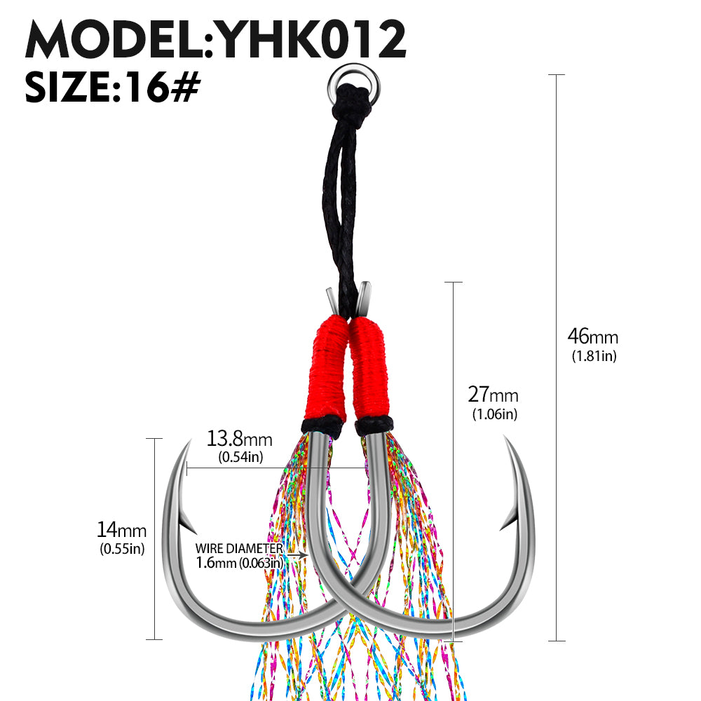 PROBEROS 20pcs New Style Tied With red Bright Wire Iron Plate Double Hook Black High Carbon Steel Fish Hook Wholesale