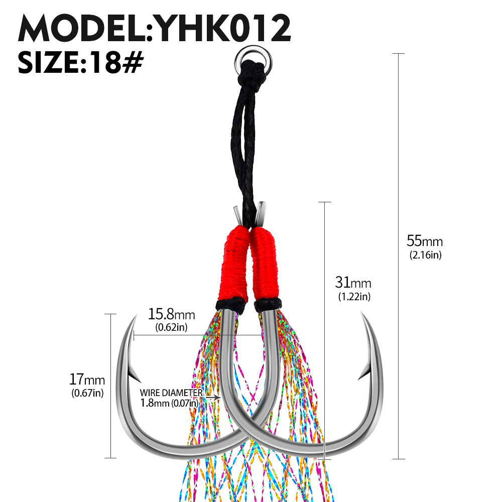 PROBEROS 20pcs New Style Tied With red Bright Wire Iron Plate Double Hook Black High Carbon Steel Fish Hook Wholesale