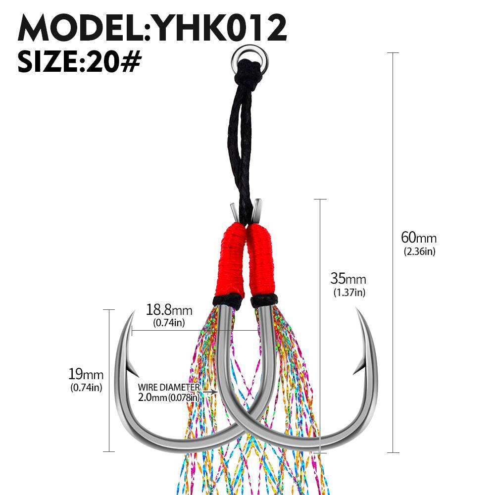 PROBEROS 20pcs New Style Tied With red Bright Wire Iron Plate Double Hook Black High Carbon Steel Fish Hook Wholesale - Proberos