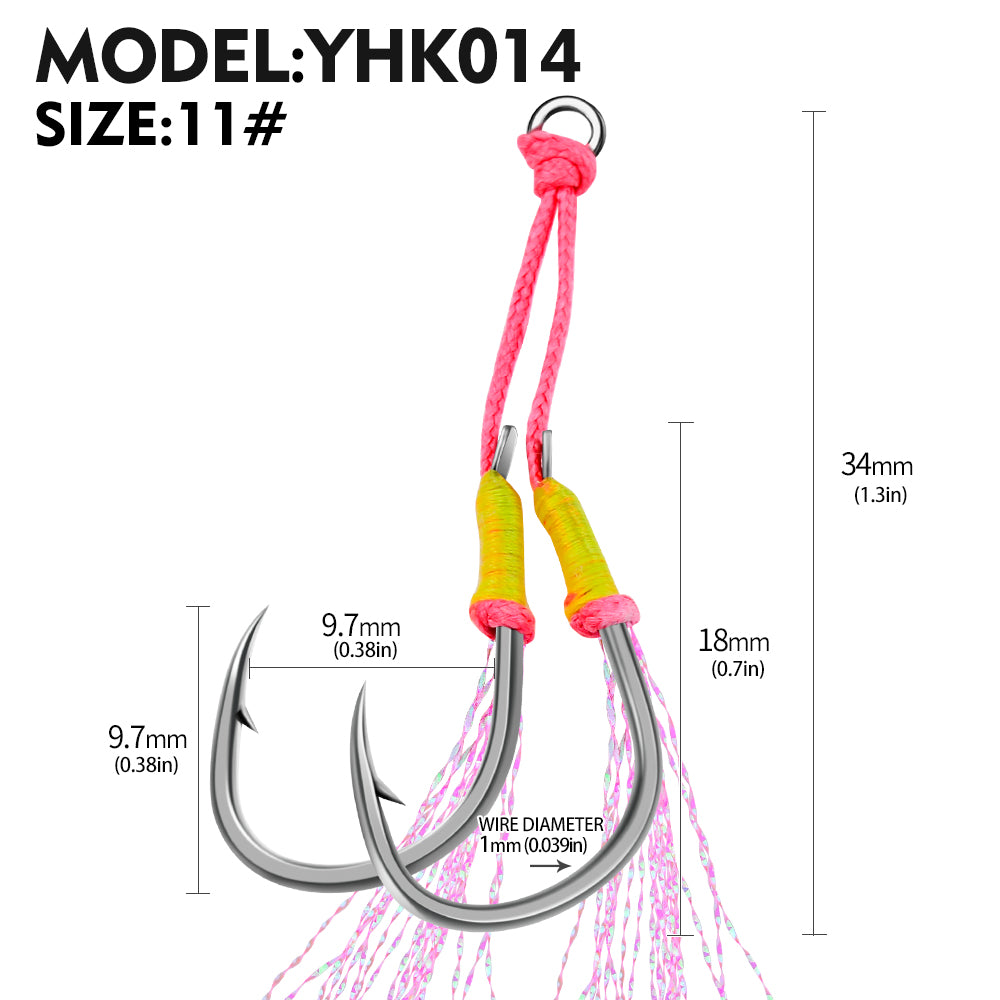 PROBEROS 20pcs New Style Tied With PINK Bright Wire Iron Plate Double Hook Black High Carbon Steel Fish Hook Wholesale