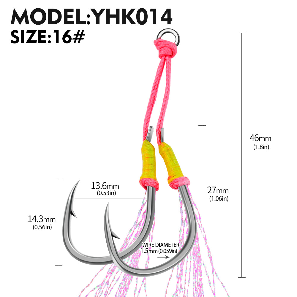PROBEROS 20pcs New Style Tied With PINK Bright Wire Iron Plate Double Hook Black High Carbon Steel Fish Hook Wholesale