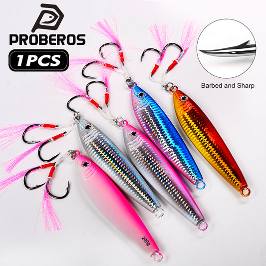 PROBEROS 3D laser scale saltwater slow jigging lure with assist hooks