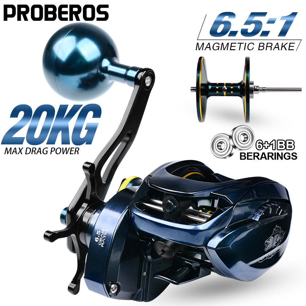 PROBEROS KRX500 Baitcasting Reel 6.5:1 Gear Ratio 6+1BB Saltwater Reel