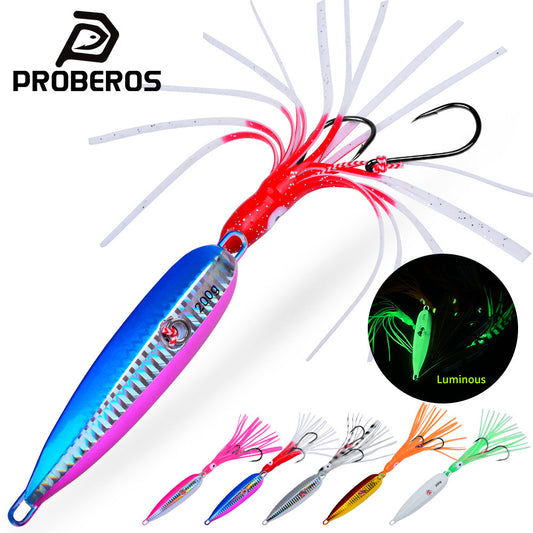 PROBEROS LF159 lead inchiku squid jig lure with assist hook for saltwater fishing