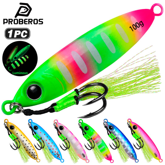 PROBEROS LF178 luminous micro jigging lure with 3D big eye for saltwater fishing