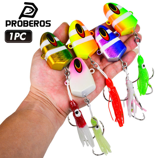PROBEROS LF189 heavy duty lead head squid jig lure with 3D eyes for deep sea fishing