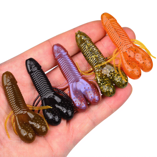 PROBEROS RL024 Glitter Crawfish Soft Bait 5cm 4g / 5.8cm 6g 10Pcs Texas Rig for Bass Trout Panfish