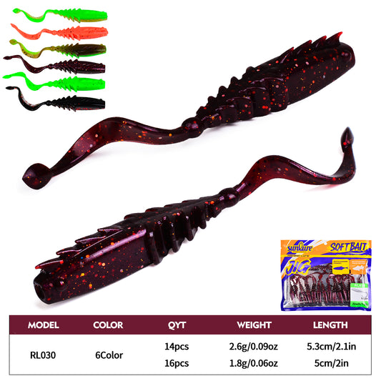 Size 5cm 1.8g 16pcs and 5.3cm 2.6g 14pcs specifications chart for RL030