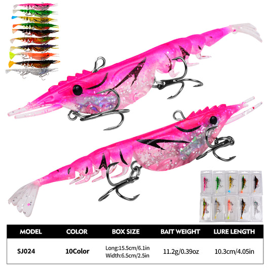 Size 10.3cm 4.05in and weight 11.2g specifications chart for SJ024 shrimp