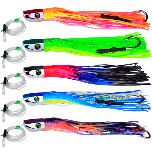 PROBEROS Deep-sea trolling lures are designed to be dragged behind a moving boat to catch offshore pelagic species like tuna