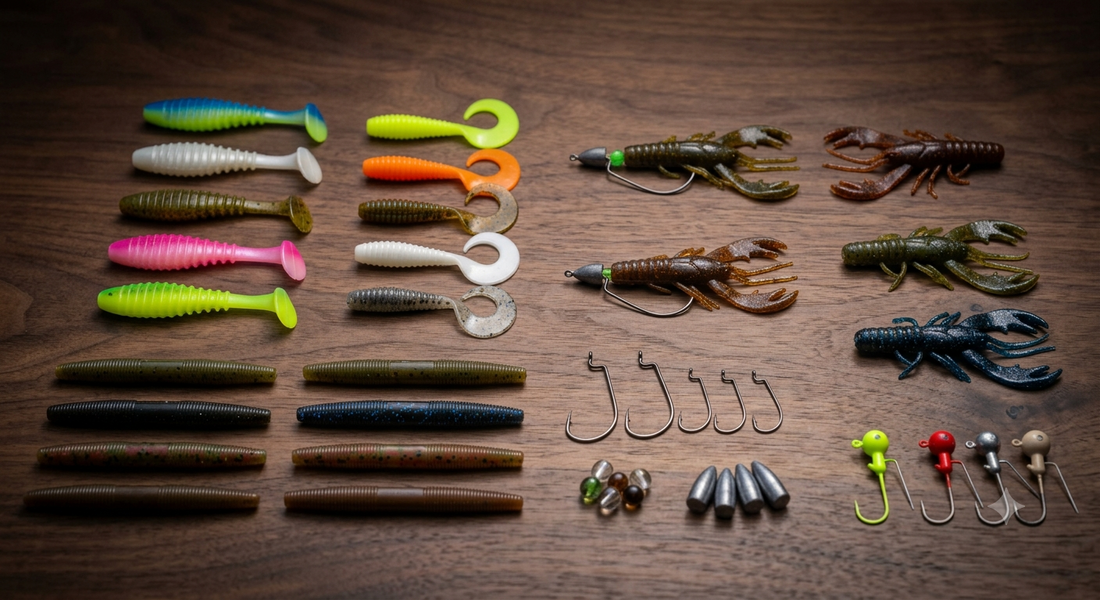 PROBEROS soft plastic baits paddle tail curly tail senko craw lures all types