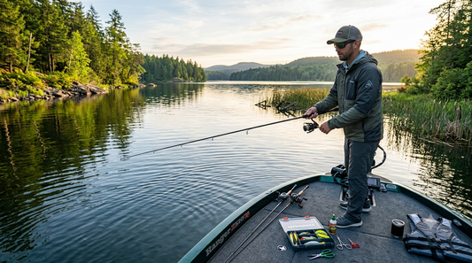 Ultimate bass fishing beginner setup featuring spinning rod, reel, braided line and fluorocarbon leader for freshwater bass angling