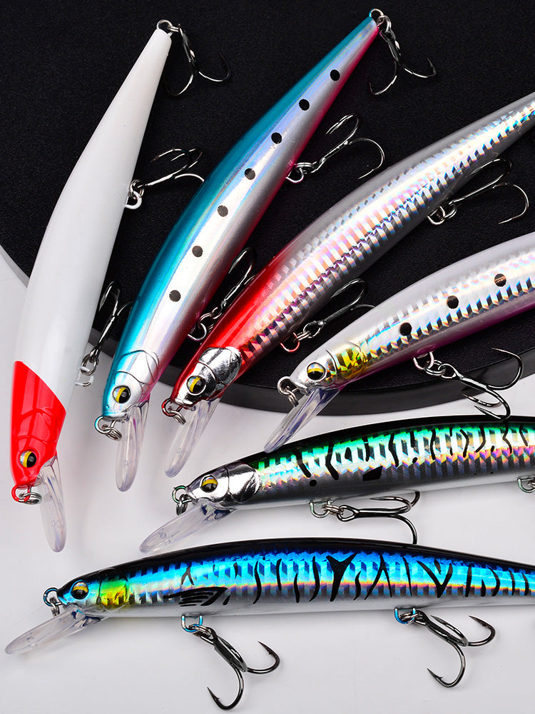 PROBEROS DW627 deep diving minnow lure with long diving lip and sharp treble hooks for offshore trolling