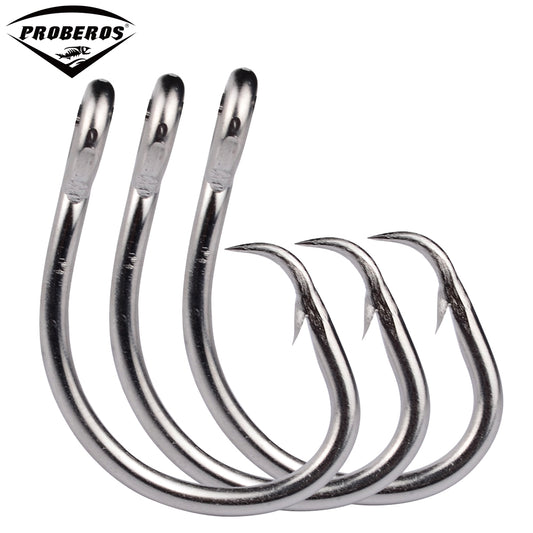 PROBEROS Saltwater Fishing Hook Matte Tin Single Hooks 13/0#-14/0#-15/0#-16/0# High-Carbon Steel Fishhook High Strength Hooks
